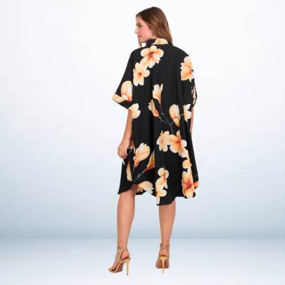 Tropical Floral Printed Short Kaftan