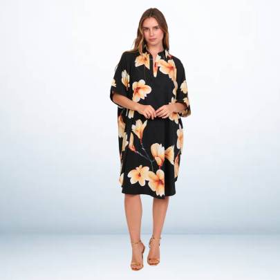 Tropical Floral Printed Short Kaftan