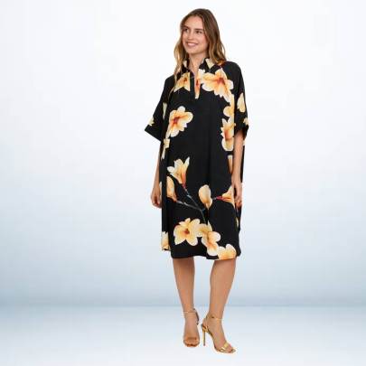 Tropical Floral Printed Short Kaftan