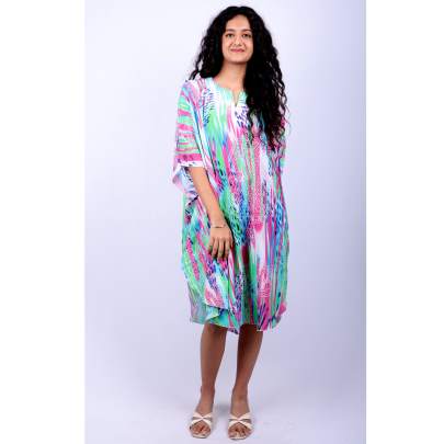 Tropical Mirage Print Midi Kaftan 