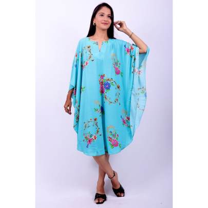 Tropical Print Mid Length Kaftan