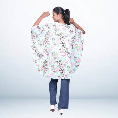 Tropical Print Short Kaftan Cover Up