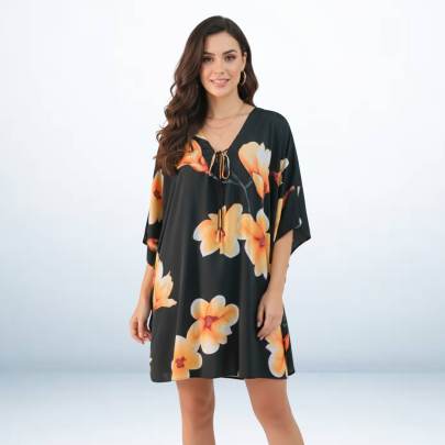 Tropical Printed Short Kaftan