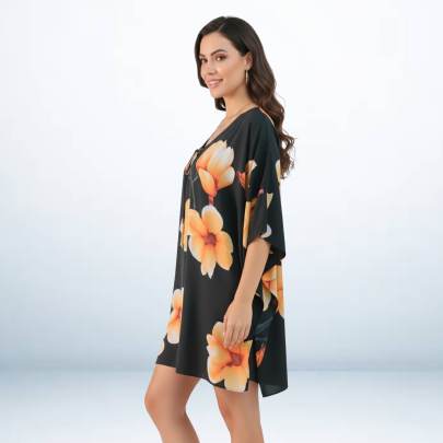 Tropical Printed Short Kaftan