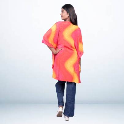 Vibrant Abstract Printed Short Kaftan for Women