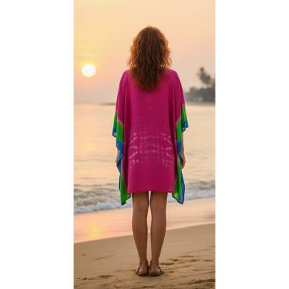 Vibrant Multicolor Tie-Dye Beach Kaftan Beach Cover up