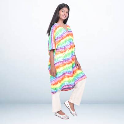 Vibrant Multicolor Tie Dye Kaftan for Women