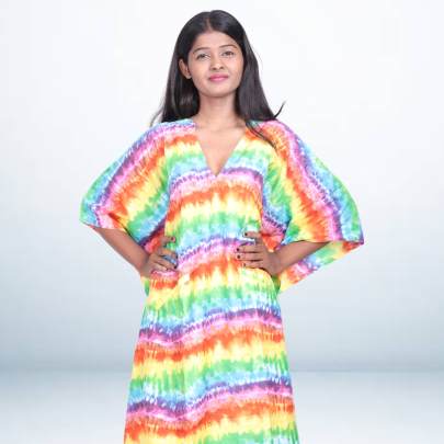 Vibrant Multicolor Tie Dye Kaftan for Women