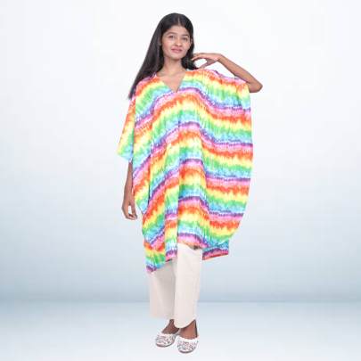 Vibrant Multicolor Tie Dye Kaftan for Women