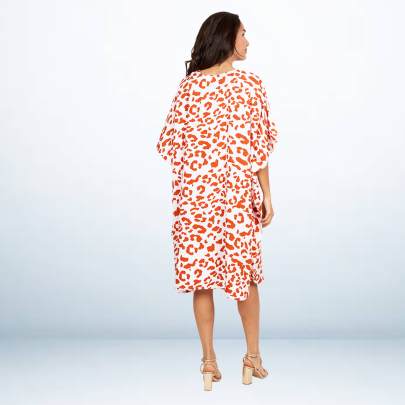 White Brown Animal Printed Kaftan