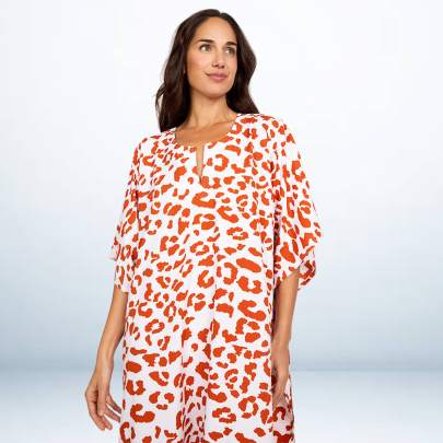 White Brown Animal Printed Kaftan