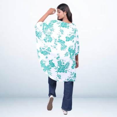 White Floral printed beach kaftan tunic