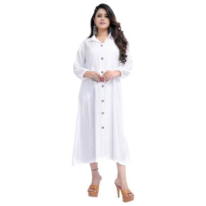 White Long Shirt Style Kurta