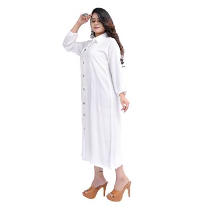 White Long Shirt Style Kurta