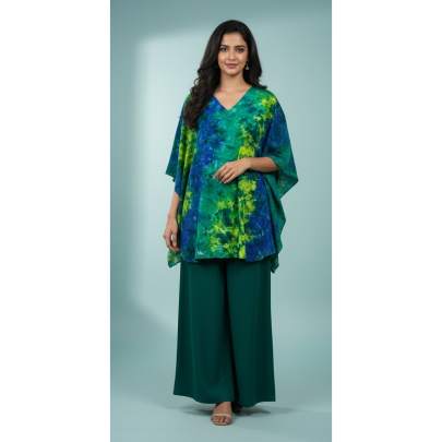 Women’s Green & Blue Printed Kaftan Cover up