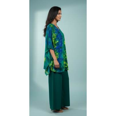 Women’s Green & Blue Printed Kaftan Cover up
