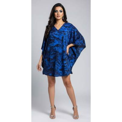 Women 's Ocean Blue Tie Dye Tunic Kaftan