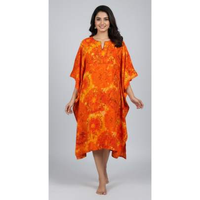 Women’s Orange Printed Kaftan Dress