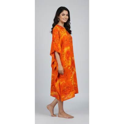 Women’s Orange Printed Kaftan Dress