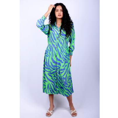 Zebra Pop Button Up Dress 